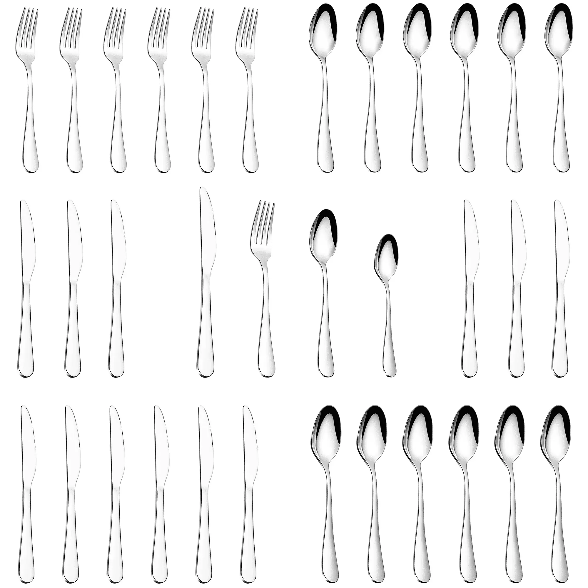 Stainless Steel Silverware Set for 4, 24 Pieces (3-Pack)